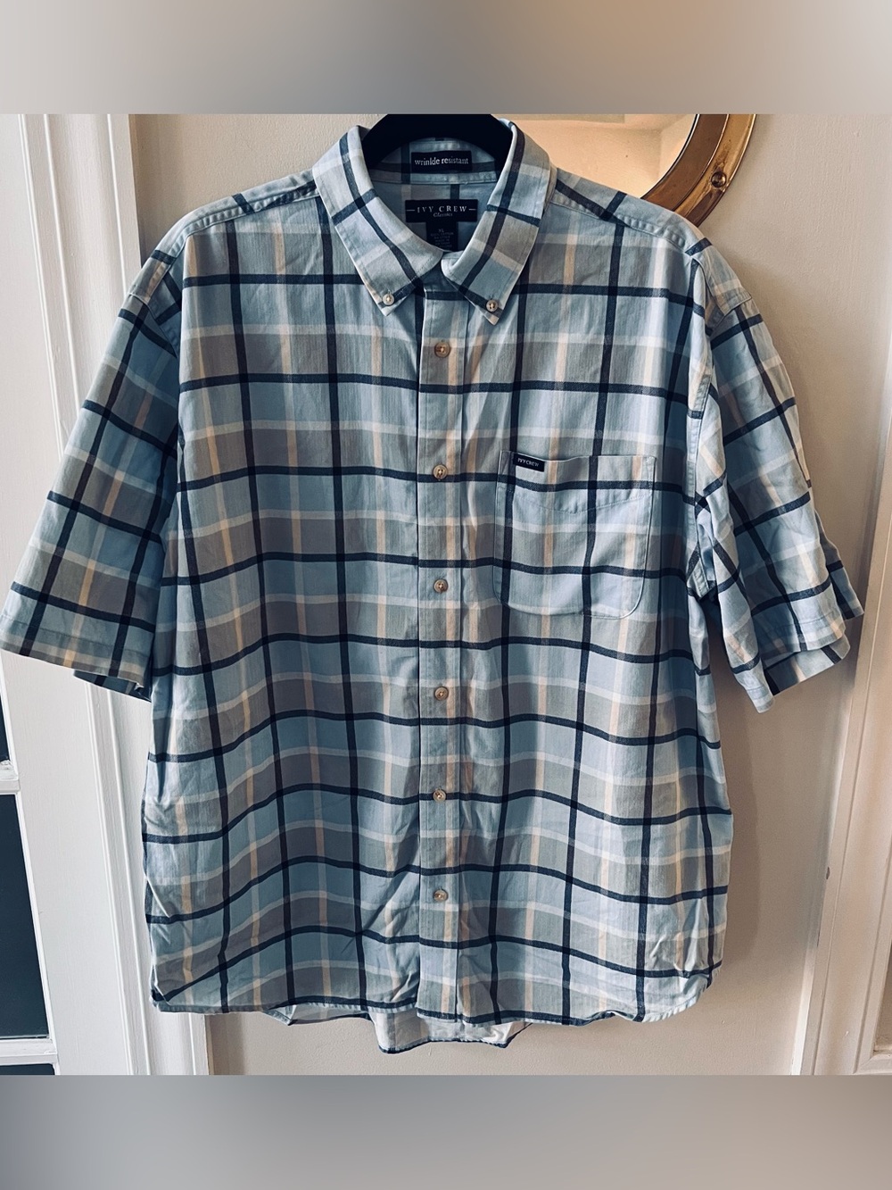 Ivy Crew Classic Men’s Blue Plaid Button-Down Shirt Sz XL